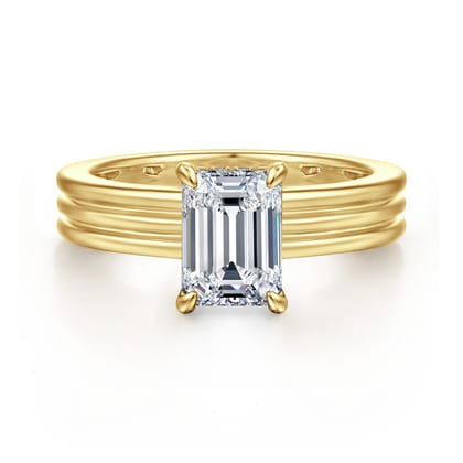 Sela - 14K Yellow Gold Emerald Cut Diamond Engagement Ring