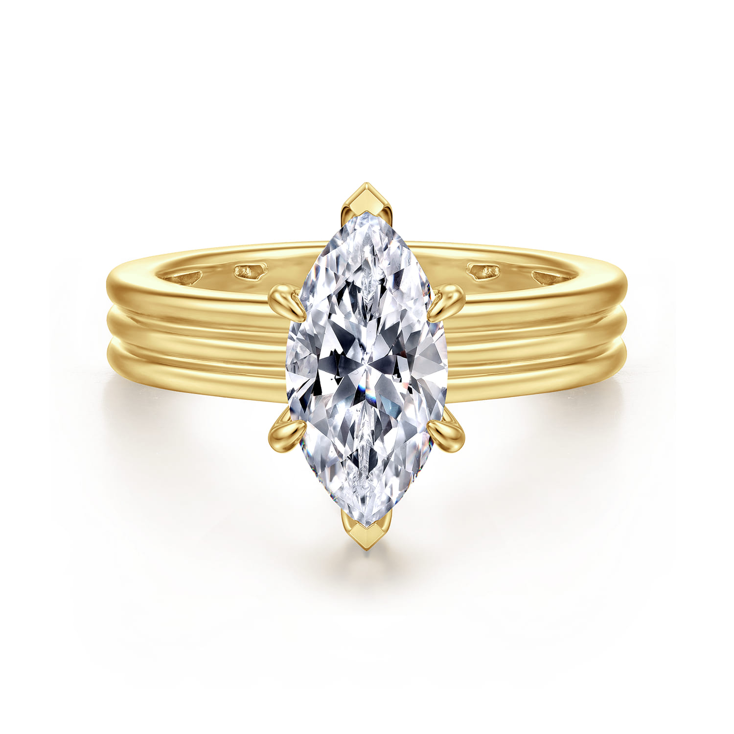 Sela - 14K Yellow Gold Marquise Shape Diamond Engagement Ring
