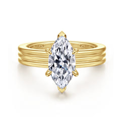 Sela - 14K Yellow Gold Marquise Shape Diamond Engagement Ring