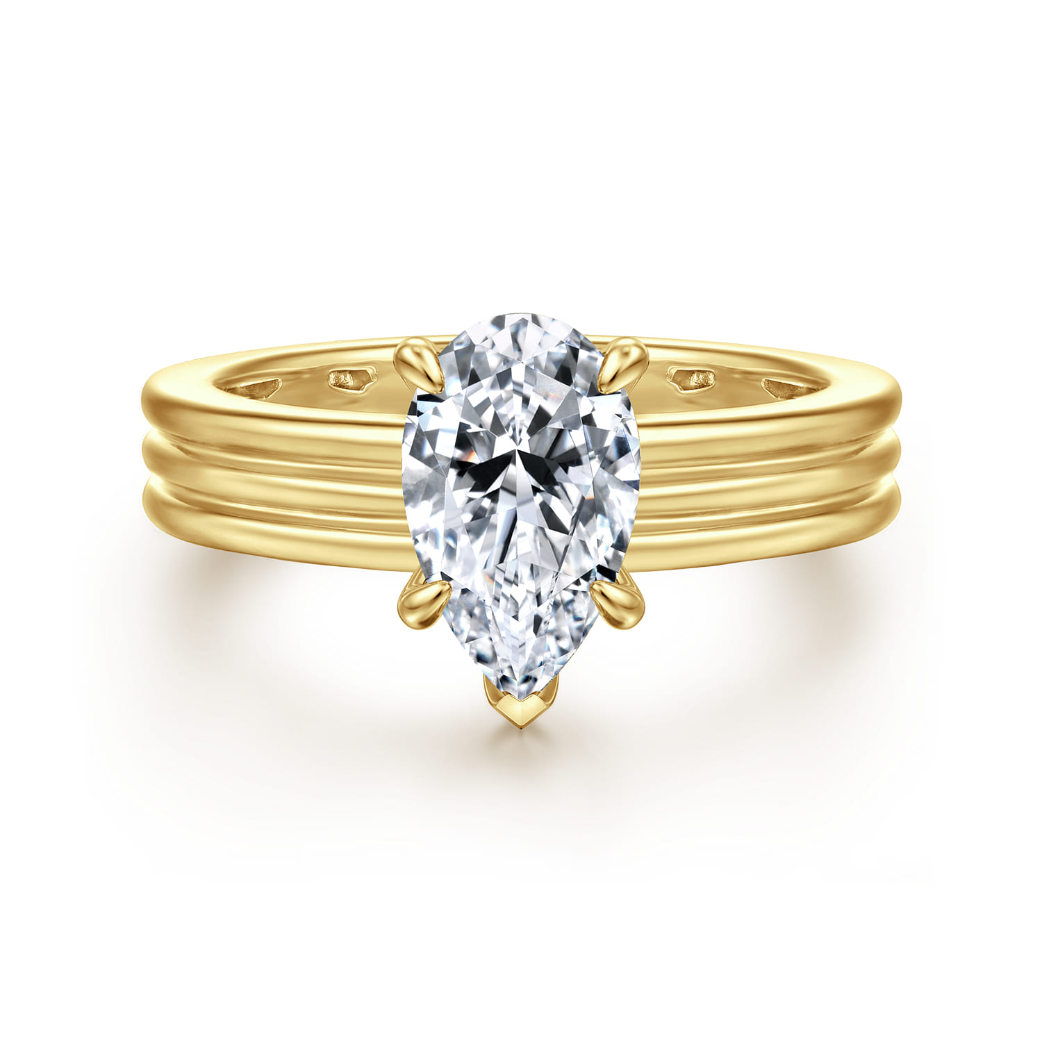Sela - 14K Yellow Gold Pear Shape Diamond Engagement Ring