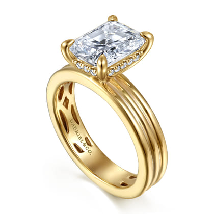 Sela - 14K Yellow Gold Radiant Cut Diamond Engagement Ring
