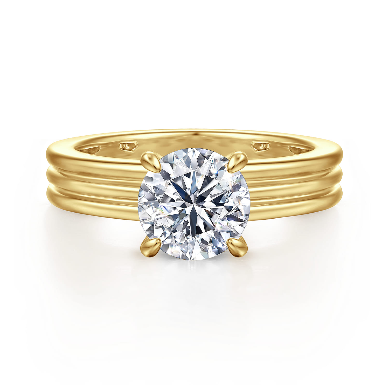 Sela - 14K Yellow Gold Round Diamond Engagement Ring