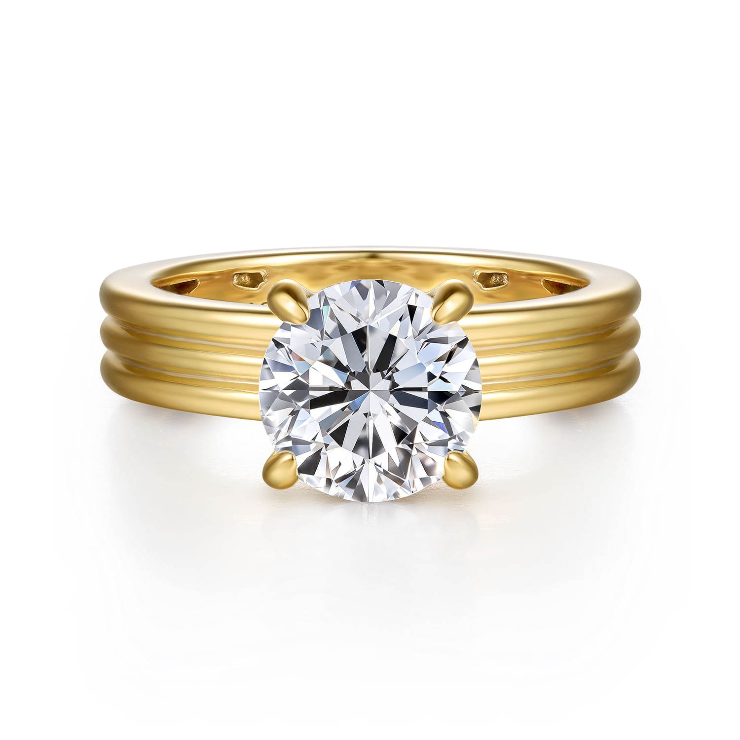 Sela - 14K Yellow Gold Round Diamond Engagement Ring