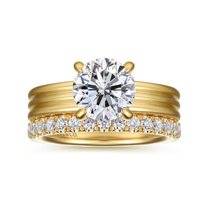Sela - 14K Yellow Gold Round Diamond Engagement Ring