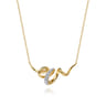 Selene - 14K White  Yellow Gold Diamond Swirl Bar Necklace - 0.15 ct