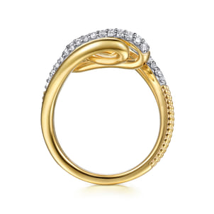 Selene - 14K White  Yellow Gold Diamond Swirl Ring