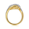 Selene - 14K White  Yellow Gold Diamond Swirl Ring - 0.5 ct