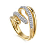 Selene - 14K White  Yellow Gold Diamond Swirl Ring - 0.5 ct