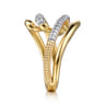 Selene - 14K White  Yellow Gold Diamond Swirl Ring - 0.5 ct