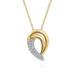14K Yellow Gold Diamond Swirl Pendant Necklace