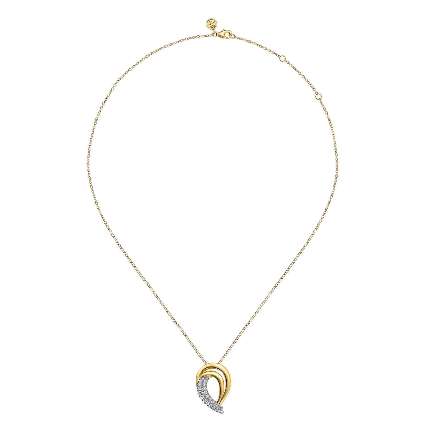14k Yellow Gold Pendant Contemporary Necklace. SKU