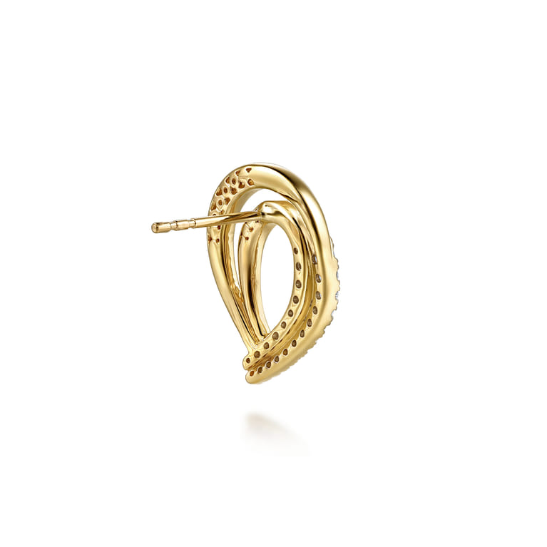 Selene - 14K Yellow Gold Diamond Swirl Stud Earrings - 0.35 ct - Shot 2