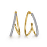 Selene - 14K Yellow Gold Pave Diamond Intricate Swirl Hoop Earrings - 1 ct