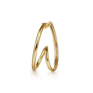 Selene - 14K Yellow Gold Pave Diamond Intricate Swirl Hoop Earrings