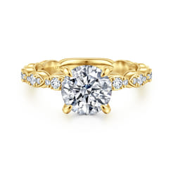 Senia - Vintage Inspired 14K Yellow Gold Round Diamond Engagement Ring