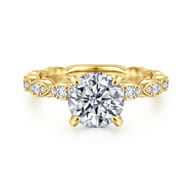 Senia - Vintage Inspired 14K Yellow Gold Round Diamond Engagement Ring