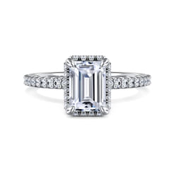 14K White Gold Emerald Cut Diamond Engagement Ring