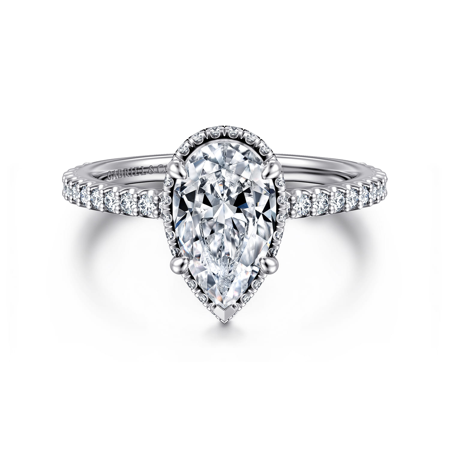 Senne - 14K White Gold Emerald Cut Diamond Engagement Ring