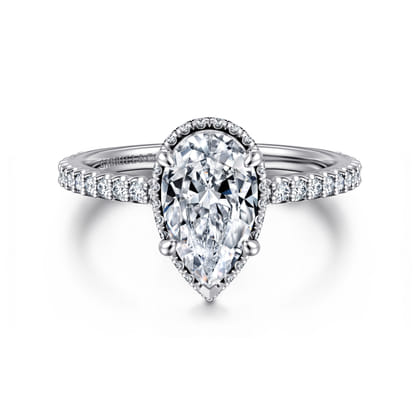 Senne - 14K White Gold Emerald Cut Diamond Engagement Ring