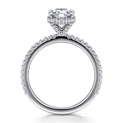 Senne - 14K White Gold Emerald Cut Diamond Engagement Ring