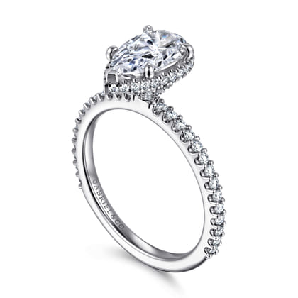 Senne - 14K White Gold Emerald Cut Diamond Engagement Ring