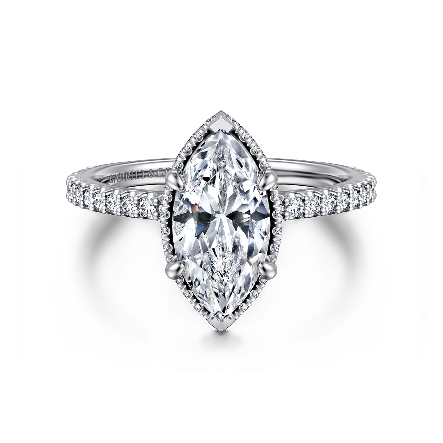 Senne - 14K White Gold Marquise Shape Diamond Engagement Ring