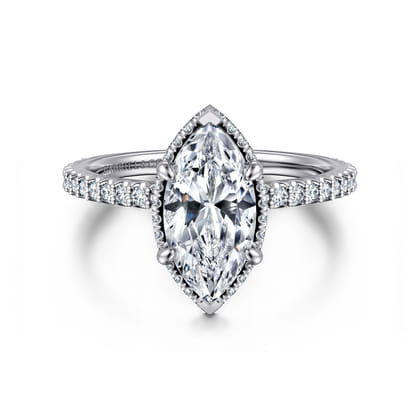 Senne - 14K White Gold Marquise Shape Diamond Engagement Ring
