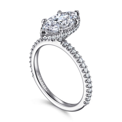 Senne - 14K White Gold Marquise Shape Diamond Engagement Ring