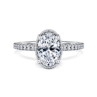 Senne - 14K White Gold Oval Cut Hidden Halo Diamond Engagement Ring