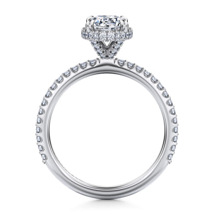 Senne - 14K White Gold Oval Cut Hidden Halo Diamond Engagement Ring