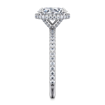 Senne - 14K White Gold Oval Cut Hidden Halo Diamond Engagement Ring