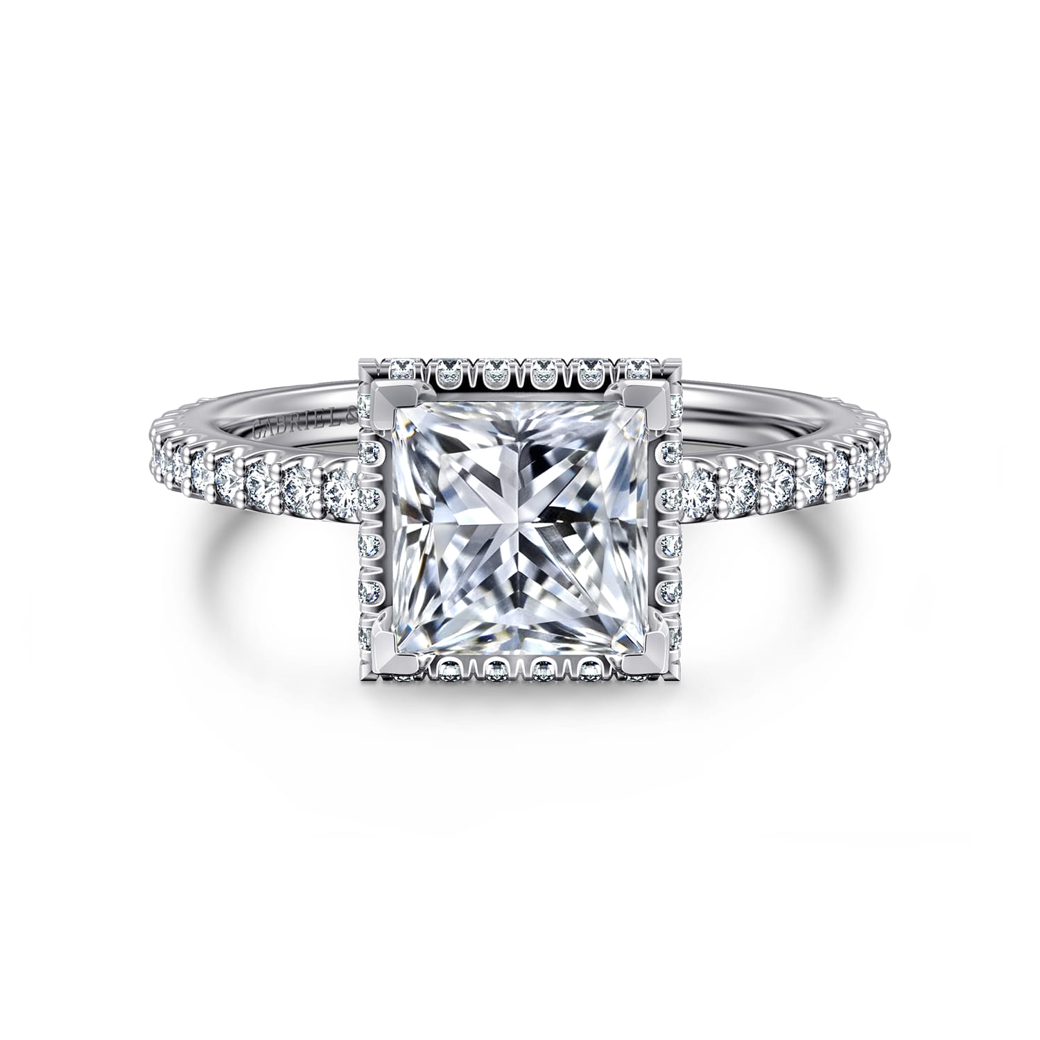 Senne - 14K White Gold Princess Cut Diamond Engagement Ring
