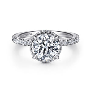 Senne - 14K White Gold Round Diamond Engagement Ring