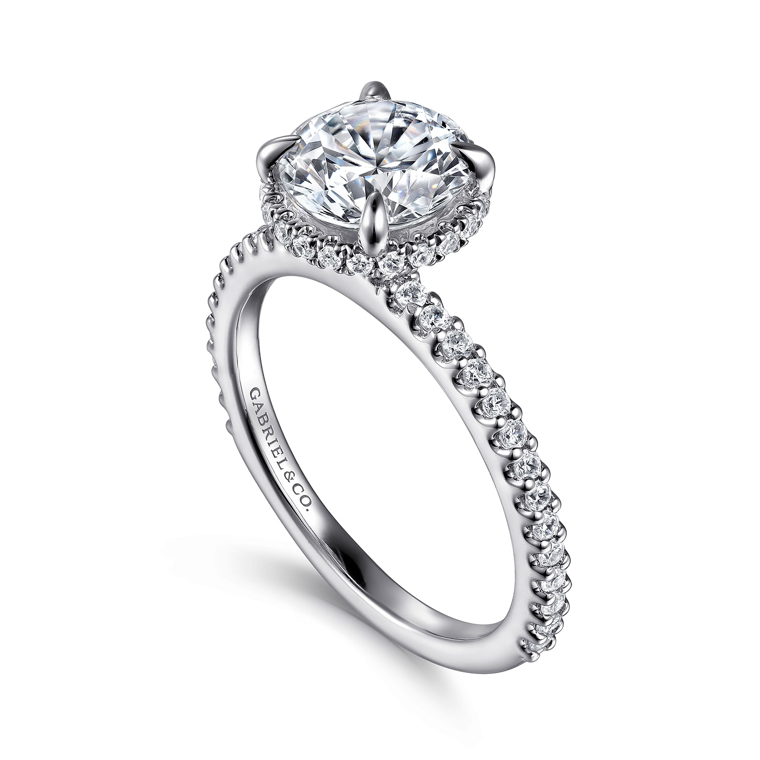 Senne - 14K White Gold Round Diamond Engagement Ring