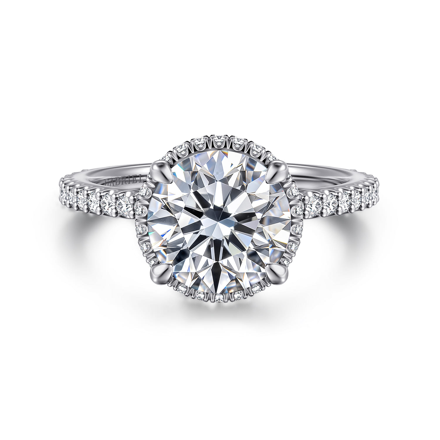 Senne - 14K White Gold Round Hidden Halo Diamond Engagement Ring