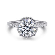 Senne - 14K White Gold Round Hidden Halo Diamond Engagement Ring