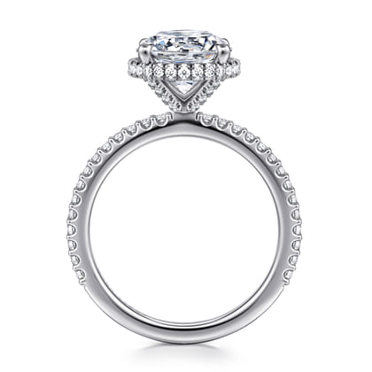Senne - 14K White Gold Round Hidden Halo Diamond Engagement Ring