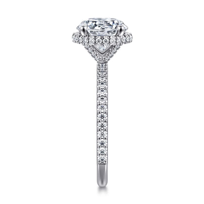 Senne - 14K White Gold Round Hidden Halo Diamond Engagement Ring