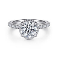 Senne - 14K White Gold Round Hidden Halo Diamond Engagement Ring