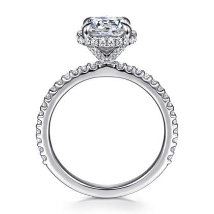 Senne - 14K White Gold Round Hidden Halo Diamond Engagement Ring