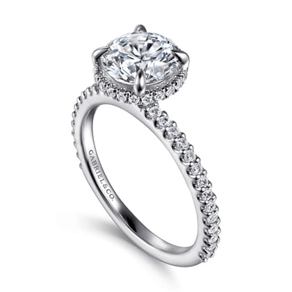 Senne - 14K White Gold Round Hidden Halo Diamond Engagement Ring