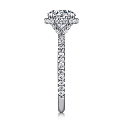 Senne - 14K White Gold Round Hidden Halo Diamond Engagement Ring