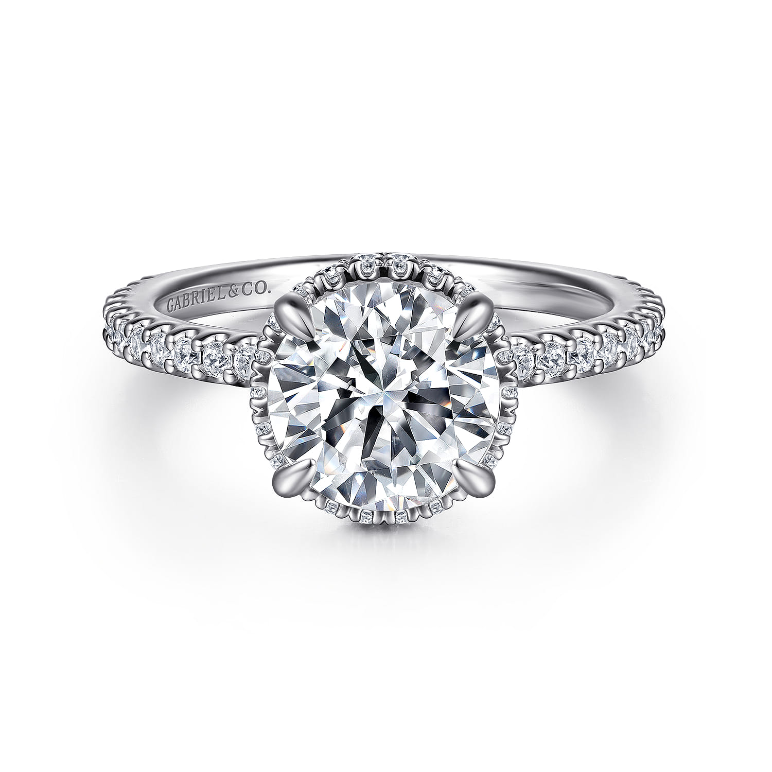 Senne - Platinum Round Hidden Halo Diamond Engagement Ring