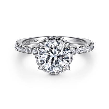 Senne - Platinum Round Hidden Halo Diamond Engagement Ring