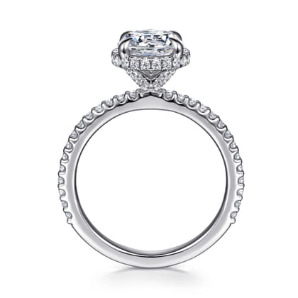 Senne - Platinum Round Hidden Halo Diamond Engagement Ring