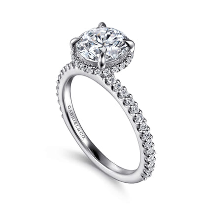 Senne - Platinum Round Hidden Halo Diamond Engagement Ring