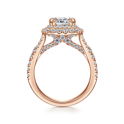 Sequoia - 14K Rose Gold Cushion Double Halo Diamond Engagement Ring - 1 ct - Shot 2