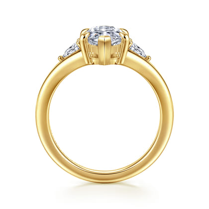 Serenelle - 14K Yellow Gold Marquise Shape Three Stone Diamond Engagement Ring