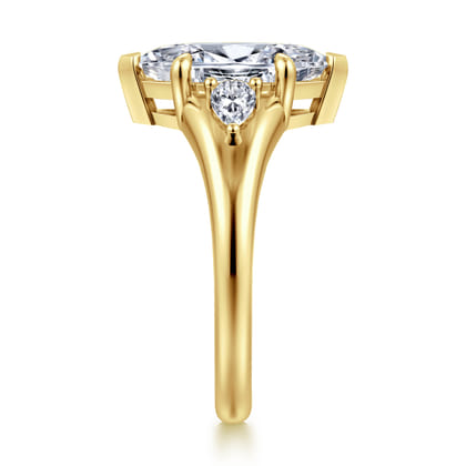 Serenelle - 14K Yellow Gold Marquise Shape Three Stone Diamond Engagement Ring