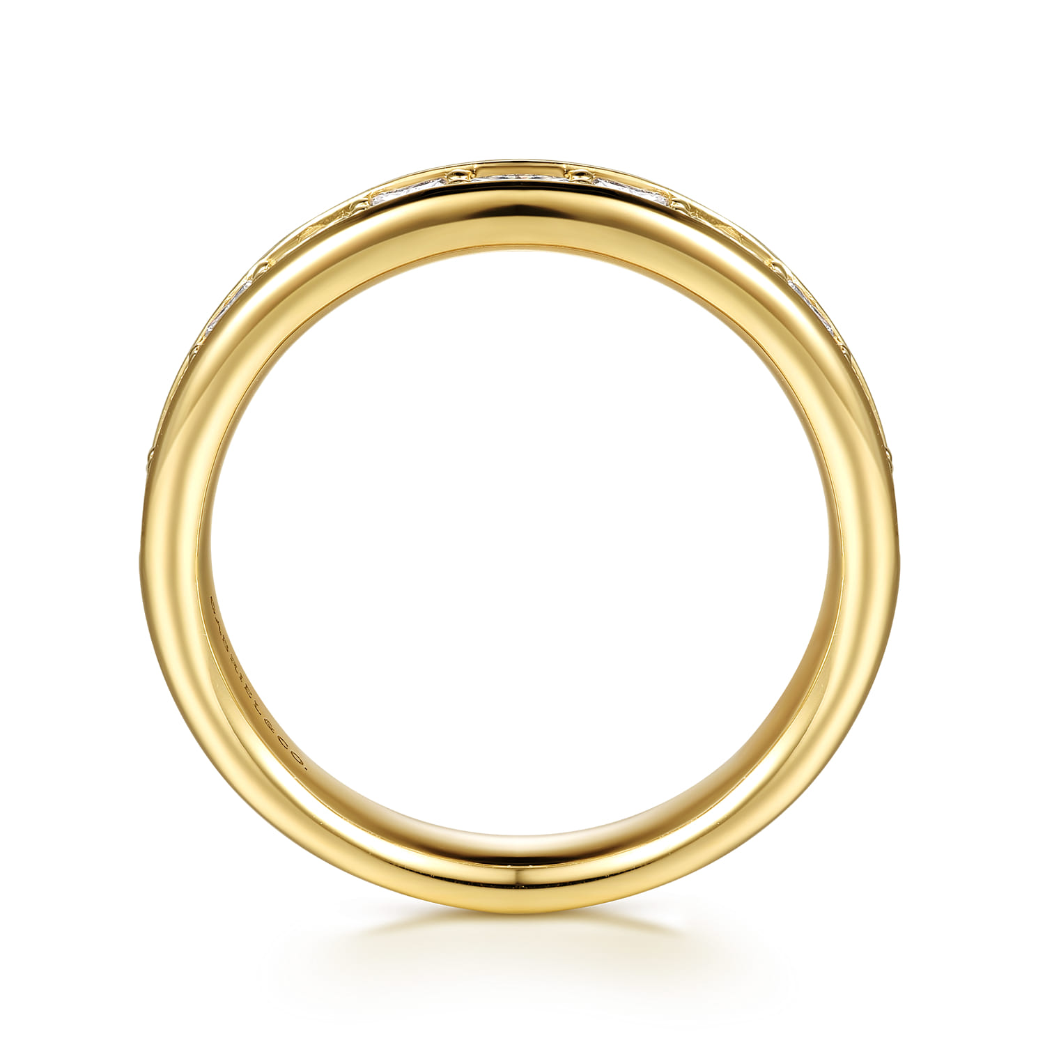 Straight Wedding Ring in 14k Yellow Gold with Marquise Natural Diamond at Gabriel & Co. - Shot 2